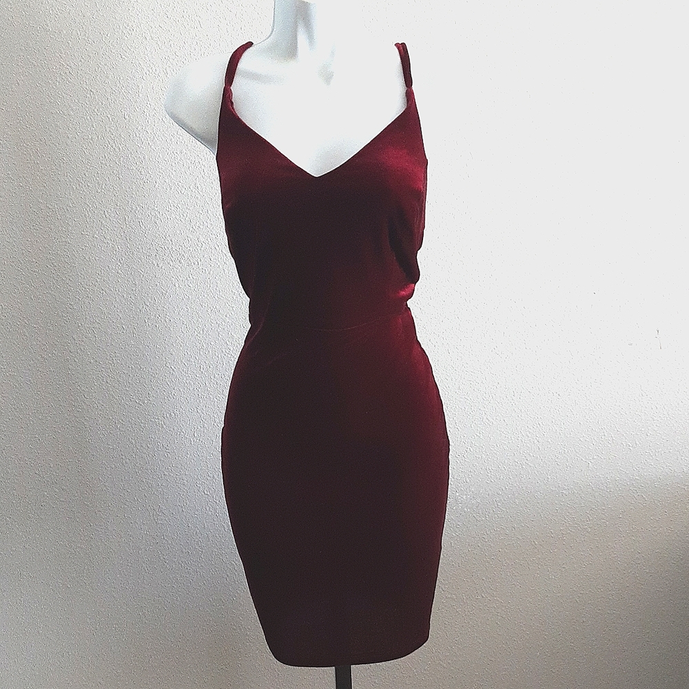 Burgundy Backless Dress